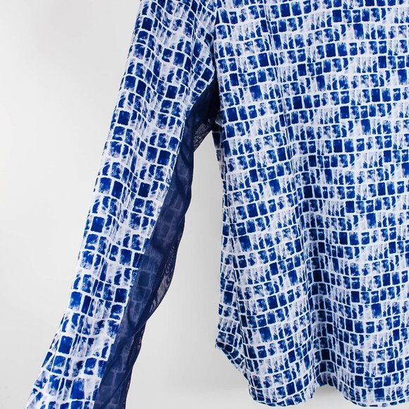 Chico's Blue White Top - Sheer Under Sleeves - Size 3 or XL - Picture 2 of 7